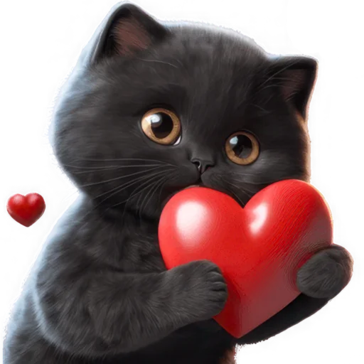 Black Cat with Heart
