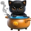 Black Cat Emoji Telegram Sticker #24 - Black Cat Emoji #24