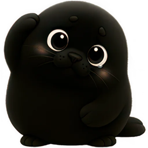 Black Baby Seal Telegram Sticker #17 - Black Baby Seal #17