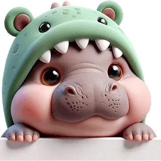 Baby Hippo in Dino Suit