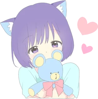 Cat Girl and Teddy Bear