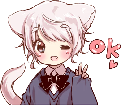 Cute Cat Ear Boy Telegram Sticker #3 - Cute Cat Ear Boy #3