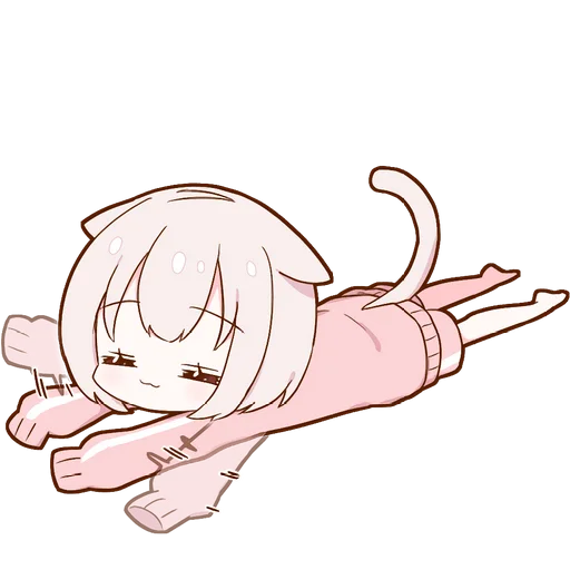 Lazy Minineko Girl Telegram Sticker #2 - Lazy Minineko Girl #2