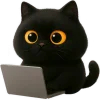 Little Black Cat Emoji Telegram Sticker #9 - Little Black Cat Emoji #9