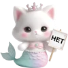Little Cat Mermaid Emoji Telegram Sticker #6 - Little Cat Mermaid Emoji #6