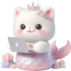 Little Cat Mermaid Emoji Telegram Sticker #10 - Little Cat Mermaid Emoji #10