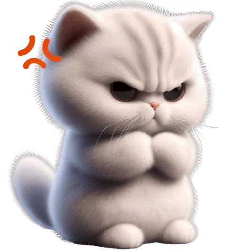 Angry White Kitten