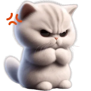 Angry White Kitten