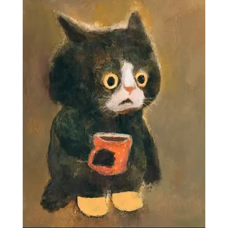 Coffee Drinking Cat