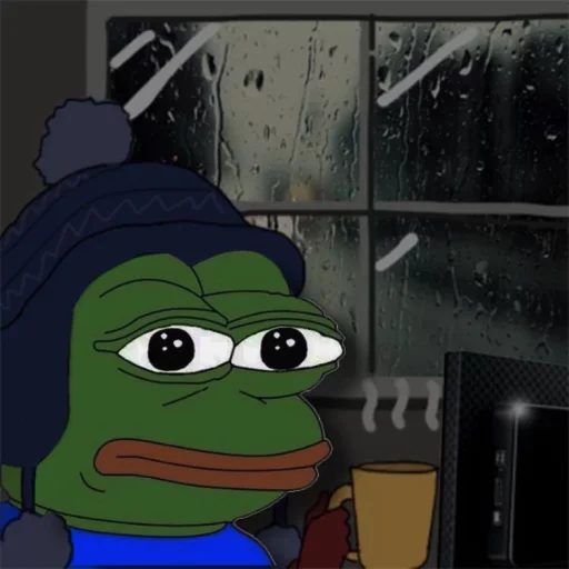 Pepe the Frog Cozy Winter Coffee Moments Telegram Sticker #1 - Pepe the Frog Cozy Winter Coffee Moments #1