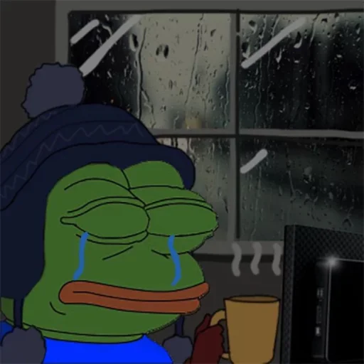Pepe the Frog Cozy Winter Coffee Moments Telegram Sticker #2 - Pepe the Frog Cozy Winter Coffee Moments #2