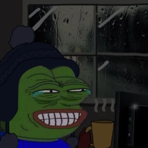 Pepe the Frog Cozy Winter Coffee Moments Telegram Sticker #3 - Pepe the Frog Cozy Winter Coffee Moments #3