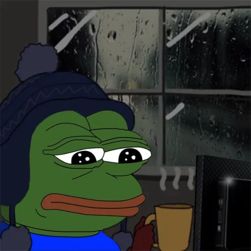 Pepe the Frog Cozy Winter Coffee Moments Telegram Sticker #4 - Pepe the Frog Cozy Winter Coffee Moments #4