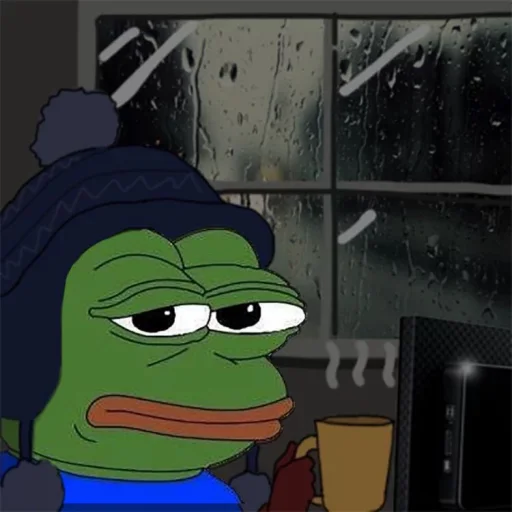Pepe the Frog Cozy Winter Coffee Moments Telegram Sticker #5 - Pepe the Frog Cozy Winter Coffee Moments #5