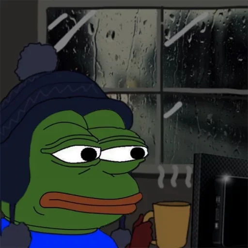 Pepe the Frog Cozy Winter Coffee Moments Telegram Sticker #6 - Pepe the Frog Cozy Winter Coffee Moments #6