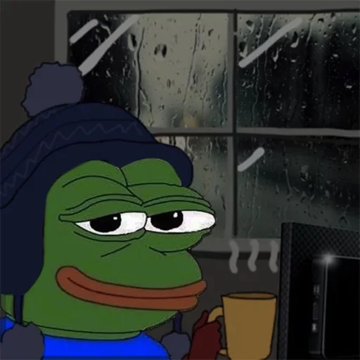 Pepe the Frog Cozy Winter Coffee Moments Telegram Sticker #7 - Pepe the Frog Cozy Winter Coffee Moments #7