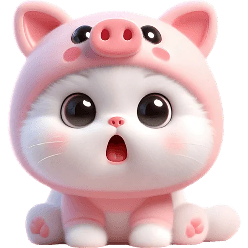 Piggy Costume Cat Telegram Sticker #2 - Piggy Costume Cat #2