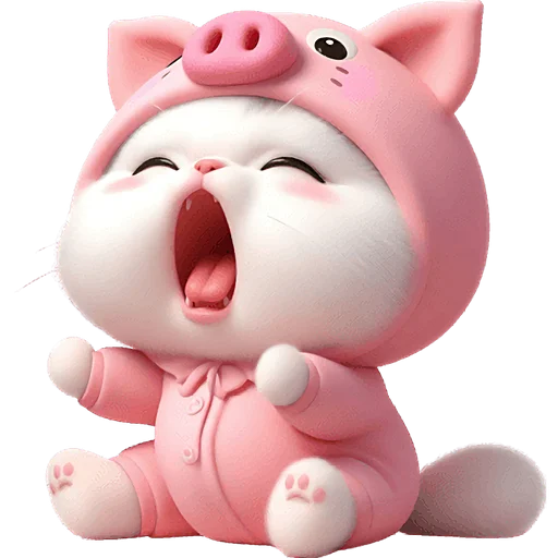 Piggy Costume Cat Telegram Sticker #3 - Piggy Costume Cat #3