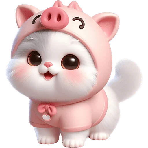 Piggy Costume Cat Telegram Sticker #4 - Piggy Costume Cat #4
