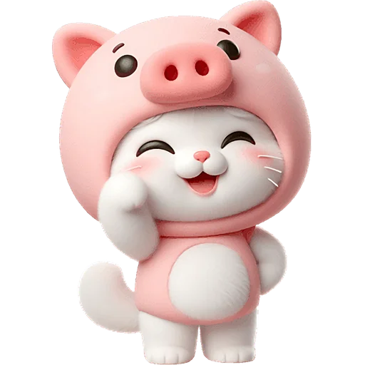 Piggy Costume Cat Telegram Sticker #5 - Piggy Costume Cat #5