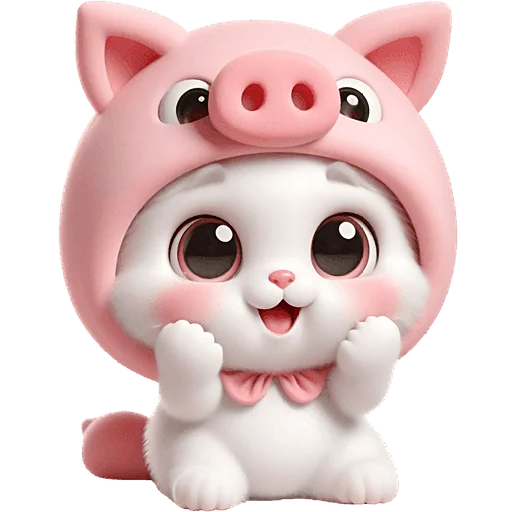 Piggy Costume Cat Telegram Sticker #7 - Piggy Costume Cat #7
