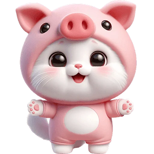 Piggy Costume Cat Telegram Sticker #8 - Piggy Costume Cat #8