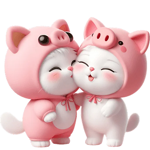 Piggy Costume Cat Telegram Sticker #9 - Piggy Costume Cat #9