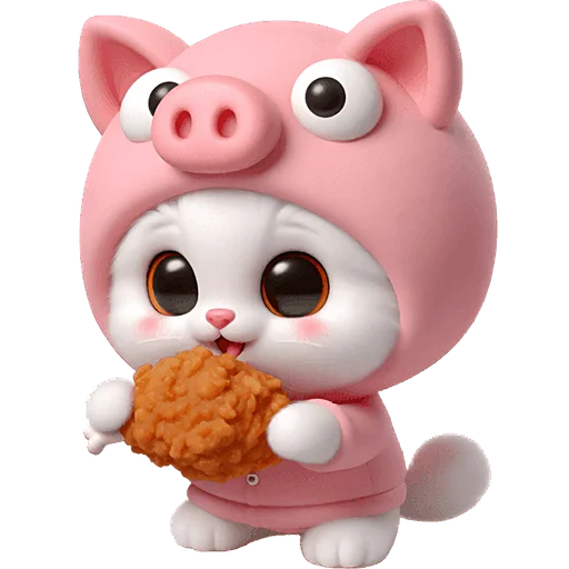 Piggy Costume Cat Telegram Sticker #10 - Piggy Costume Cat #10
