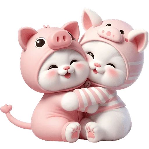Piggy Costume Cat Telegram Sticker #11 - Piggy Costume Cat #11