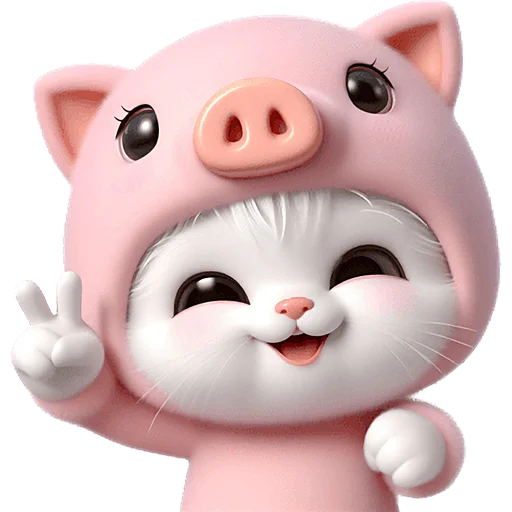 Piggy Costume Cat Telegram Sticker #12 - Piggy Costume Cat #12