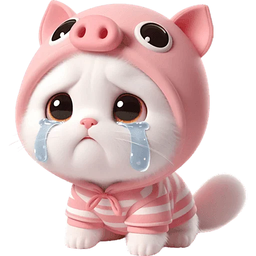 Piggy Costume Cat Telegram Sticker #13 - Piggy Costume Cat #13