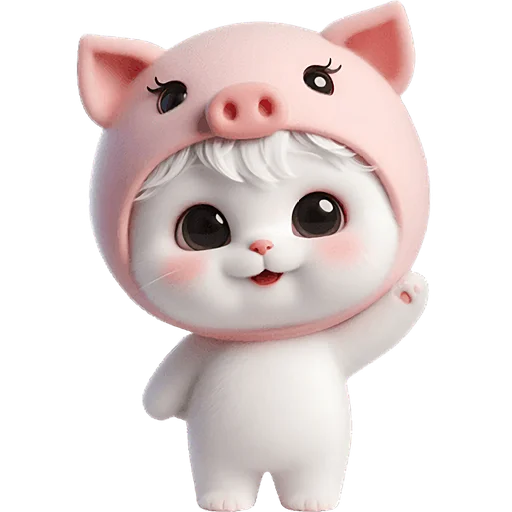 Piggy Costume Cat Telegram Sticker #14 - Piggy Costume Cat #14