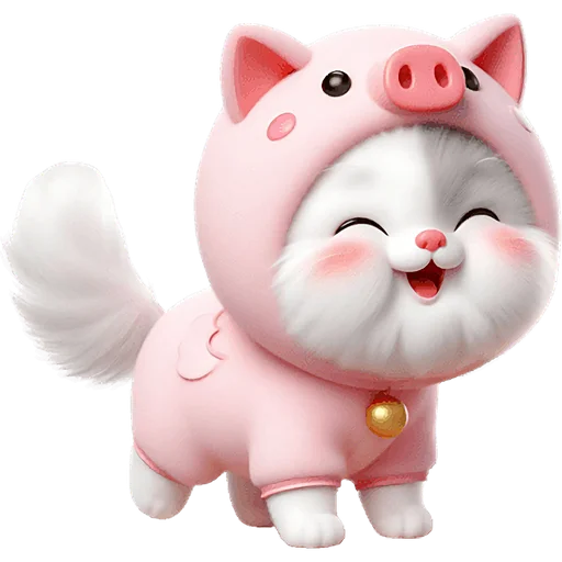 Piggy Costume Cat Telegram Sticker #15 - Piggy Costume Cat #15