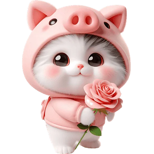 Piggy Costume Cat Telegram Sticker #16 - Piggy Costume Cat #16