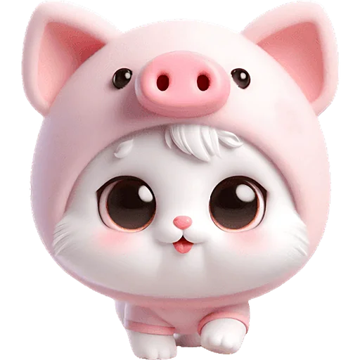 Piggy Costume Cat Telegram Sticker #17 - Piggy Costume Cat #17