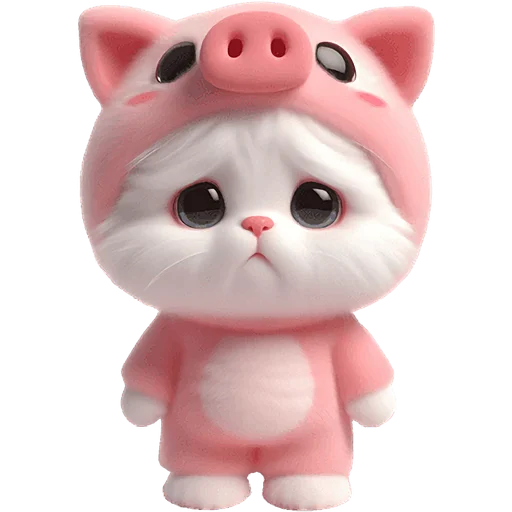 Piggy Costume Cat Telegram Sticker #18 - Piggy Costume Cat #18
