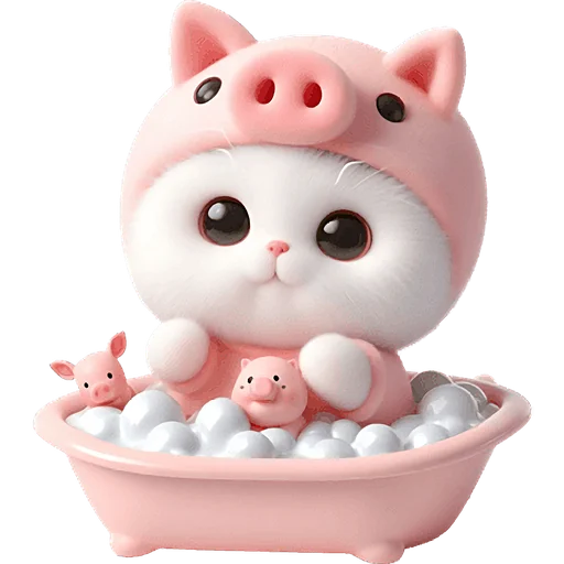 Piggy Costume Cat Telegram Sticker #19 - Piggy Costume Cat #19