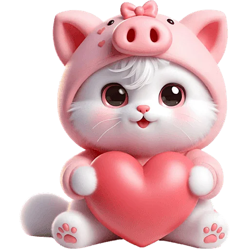 Piggy Costume Cat Telegram Sticker #20 - Piggy Costume Cat #20
