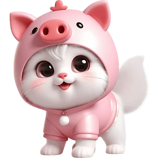 Piggy Costume Cat Telegram Sticker #21 - Piggy Costume Cat #21