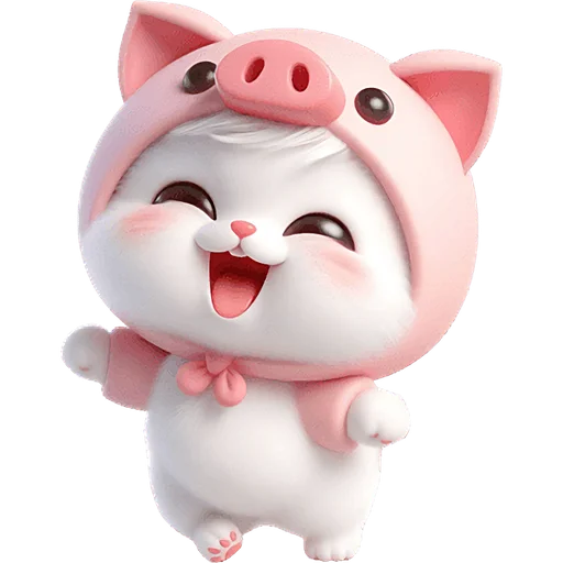 Piggy Costume Cat Telegram Sticker #22 - Piggy Costume Cat #22