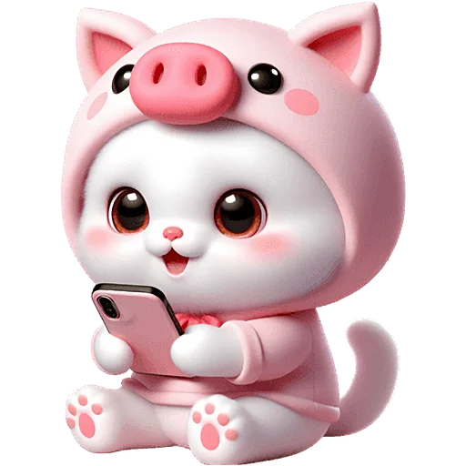 Piggy Costume Cat Telegram Sticker #24 - Piggy Costume Cat #24