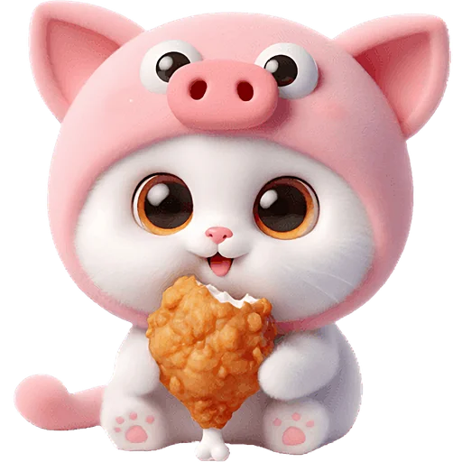 Piggy Costume Cat Telegram Sticker #25 - Piggy Costume Cat #25