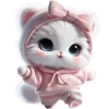 Pink Kitty Emoji Telegram Sticker #22 - Pink Kitty Emoji #22
