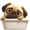 Pug Dog Super Cut Emoji Telegram Sticker #16 - Pug Dog Super Cut Emoji #16