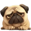 Pug Dog Super Cut Emoji Telegram Sticker #23 - Pug Dog Super Cut Emoji #23