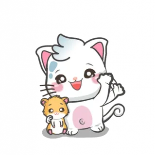 Snowy Cat and Hamster