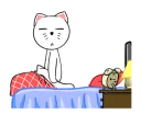 White Weird Cat and Rabbit Stickers