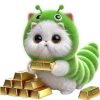 White Cat Green Tea Worm Emoji Telegram Sticker #4 - White Cat Green Tea Worm Emoji #4