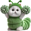 White Cat Green Tea Worm Emoji Telegram Sticker #5 - White Cat Green Tea Worm Emoji #5