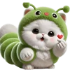 White Cat Green Tea Worm Emoji Telegram Sticker #6 - White Cat Green Tea Worm Emoji #6